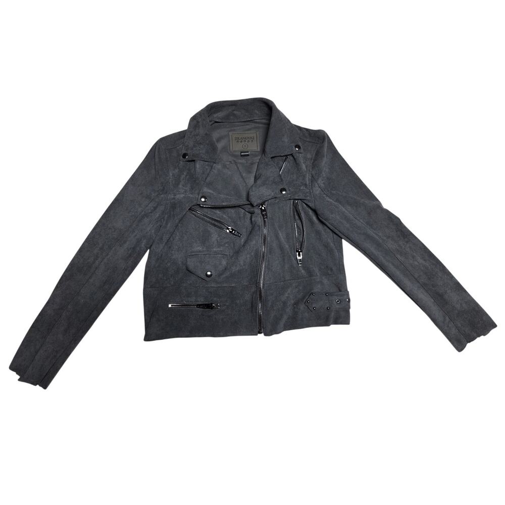 BlankNYC Grey Faux Suede Moto Biker Jacket Women Size Small RN 114542